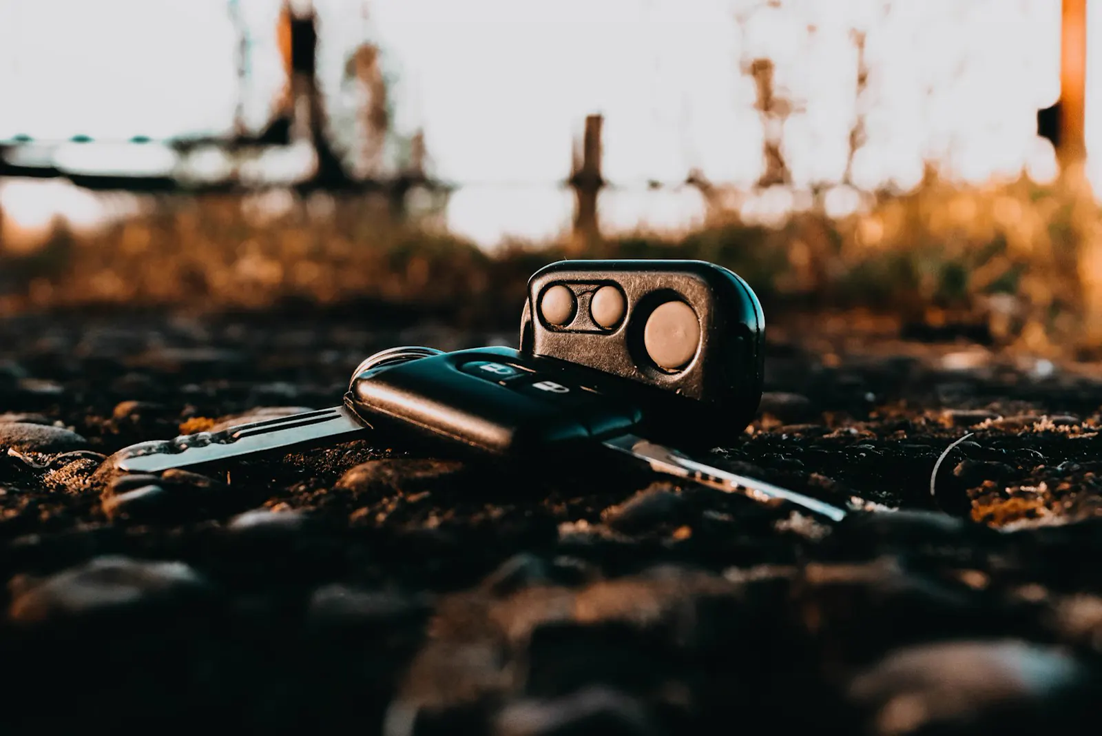 Car keys and remote fob outdoors
