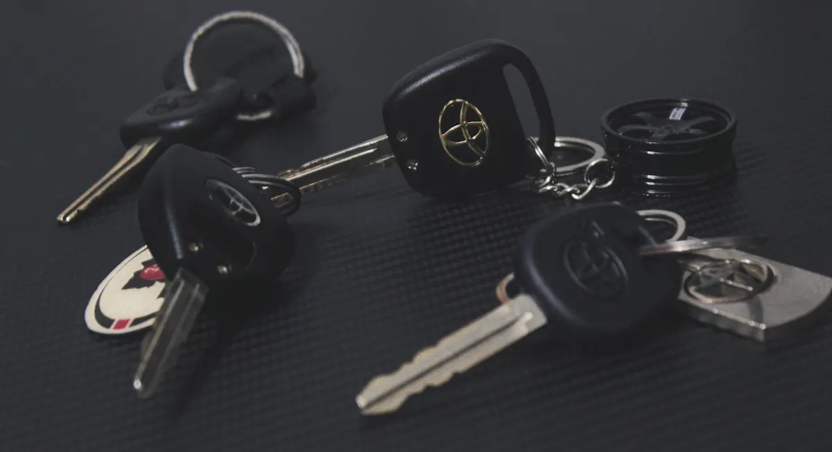 Collection of vehicle keys and remote fobs