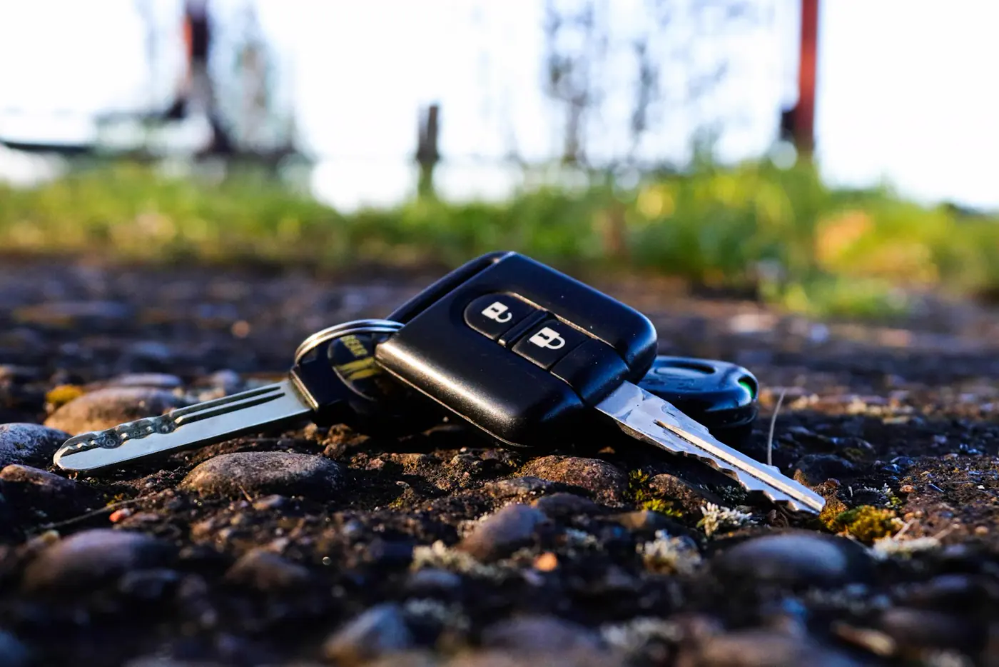 Vehicle keys on cobblestones