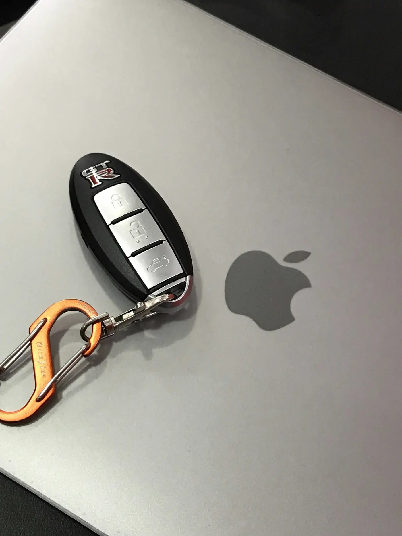 Remote car key on a laptop